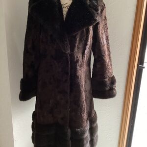 Vintage Rosewin Dark Rich Brown PennyLane Brown Faux Fur Mid Length Coat Jacket